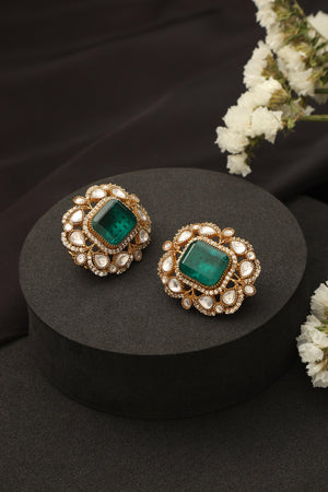 Emerald Doublet Kundan Studs