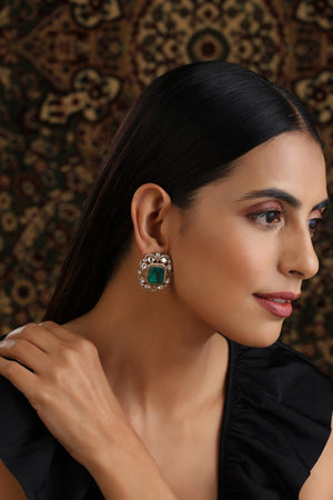 Emerald Doublet Kundan Studs