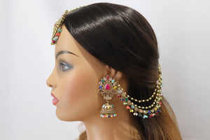 Nihi Navratan Bahubali Earrings Tikka Set