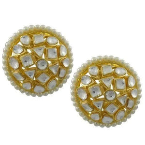 Polki Pearl Studs
