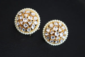 Polki Pearl Studs