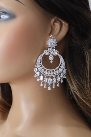 Silver Diamond Chaandbali