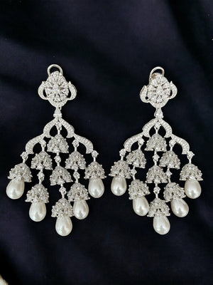 GlambyRivaaz Earrings Stella Diamond Pearl Chandelier