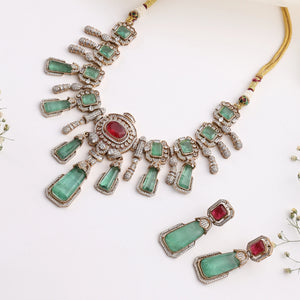 Elara Mint Ruby Doublets Royale Necklace Set