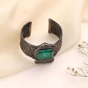 Emerald Noir Mesh Statement Cuff Bracelet