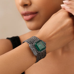 Emerald Noir Mesh Statement Cuff Bracelet