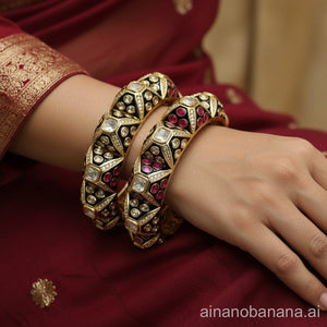 Fine Kundan Openable Bangle Pair