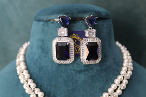 GlambyRivaaz Clearance Sale Sold Out Sapphire Pearl Diamond CZ Necklace Statement Jewelry American Diamond Statement Necklace Indian Jewelry blue CZ Necklace Indian