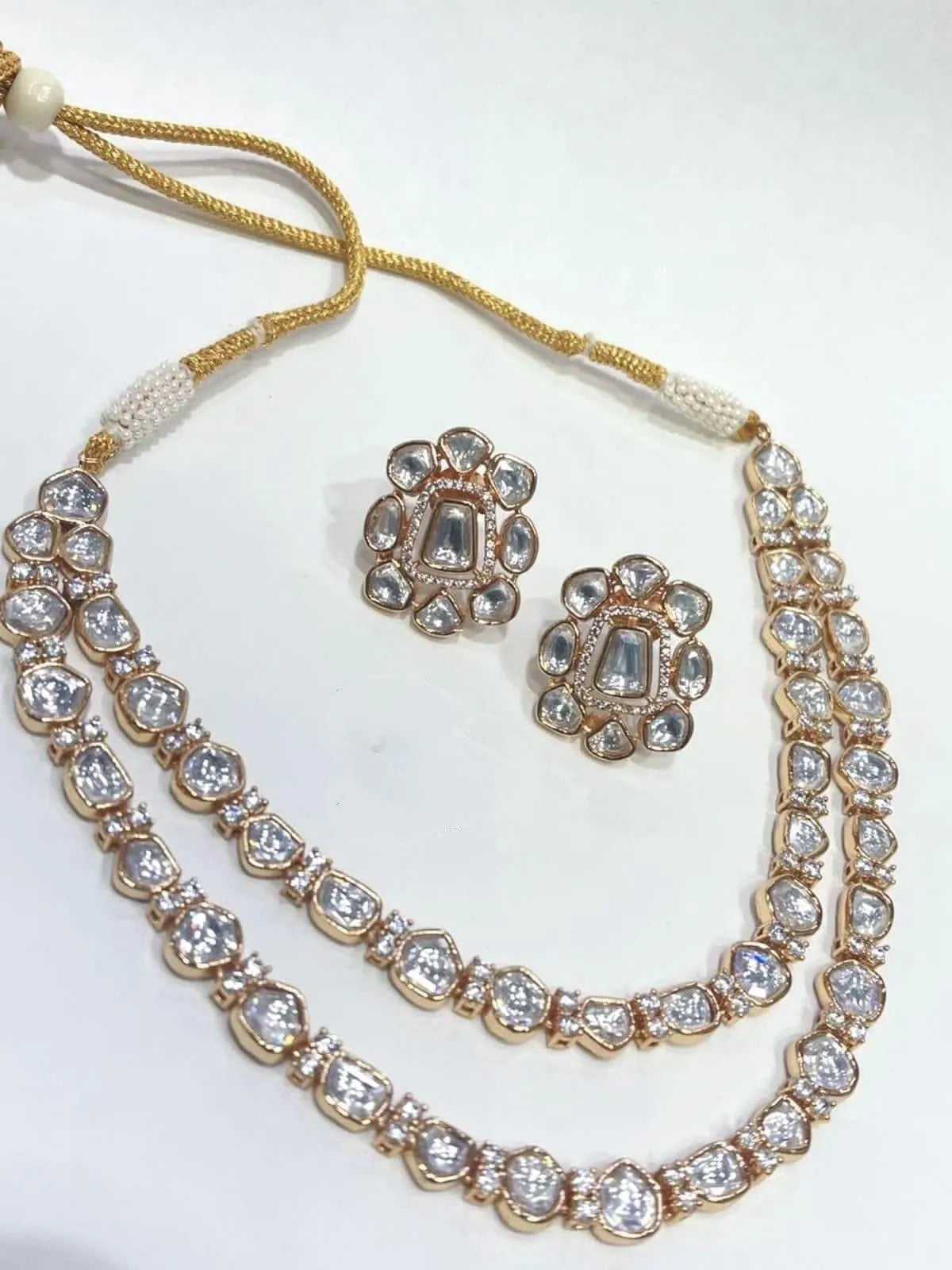 GlambyRivaaz Necklaces Uncut Polki Rose Gold Necklace