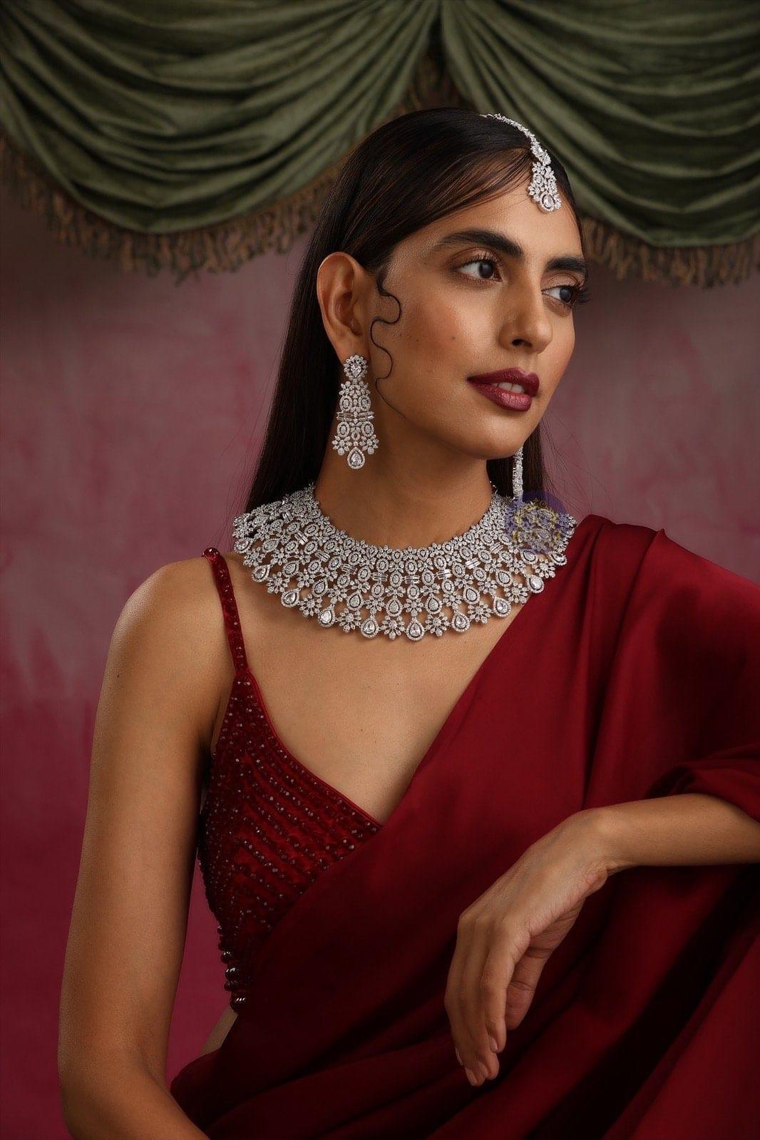 GlambyRivaaz Necklaces White CZ Diamond Bridal Necklace