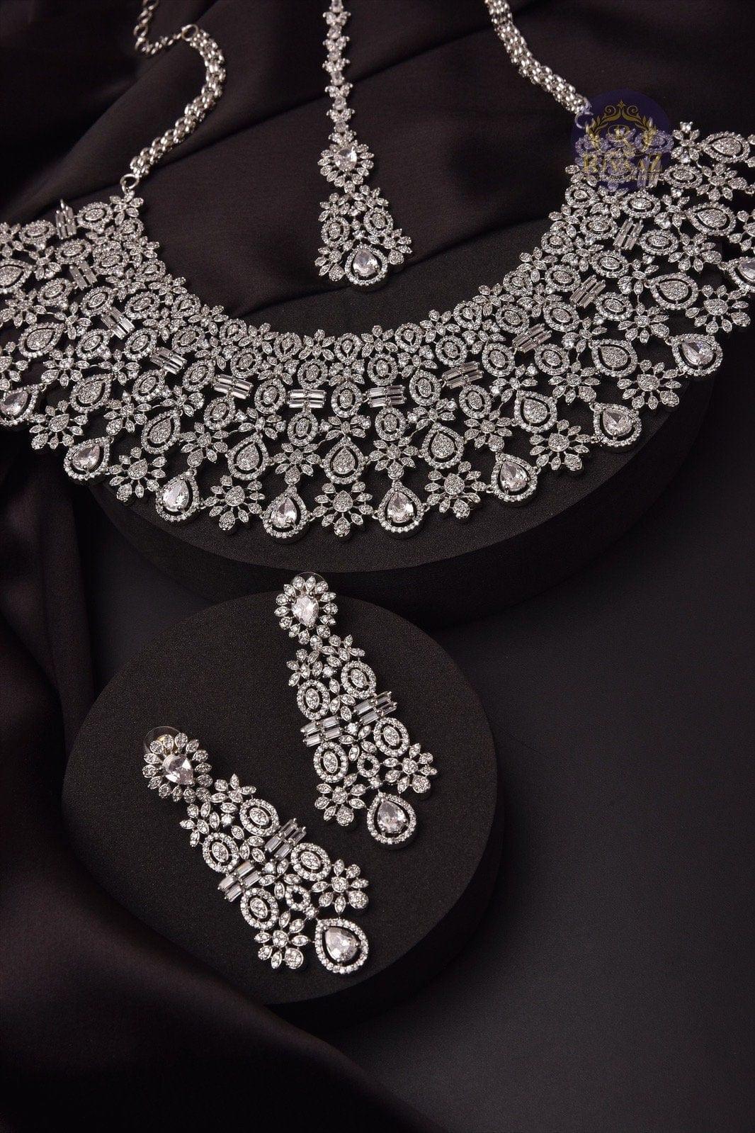 GlambyRivaaz Necklaces White CZ Diamond Bridal Necklace
