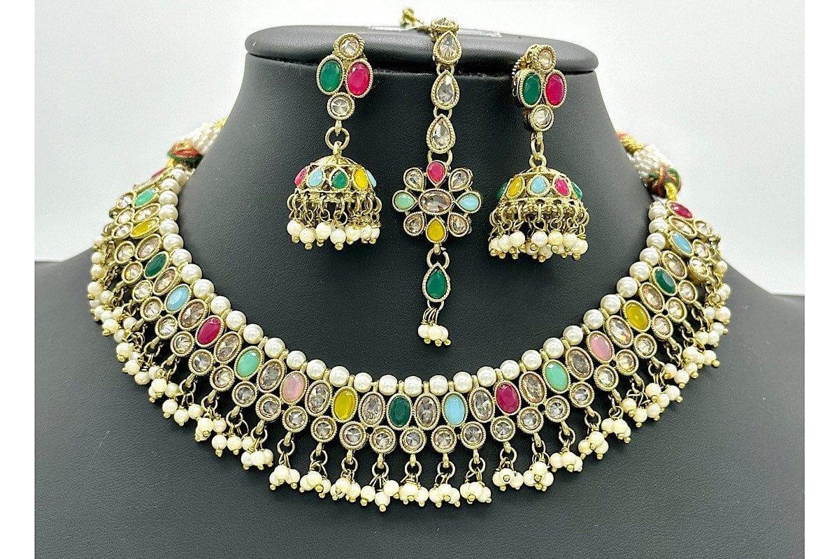 GlambyRivaaz Necklaces Zoe Navratan Polki Necklace