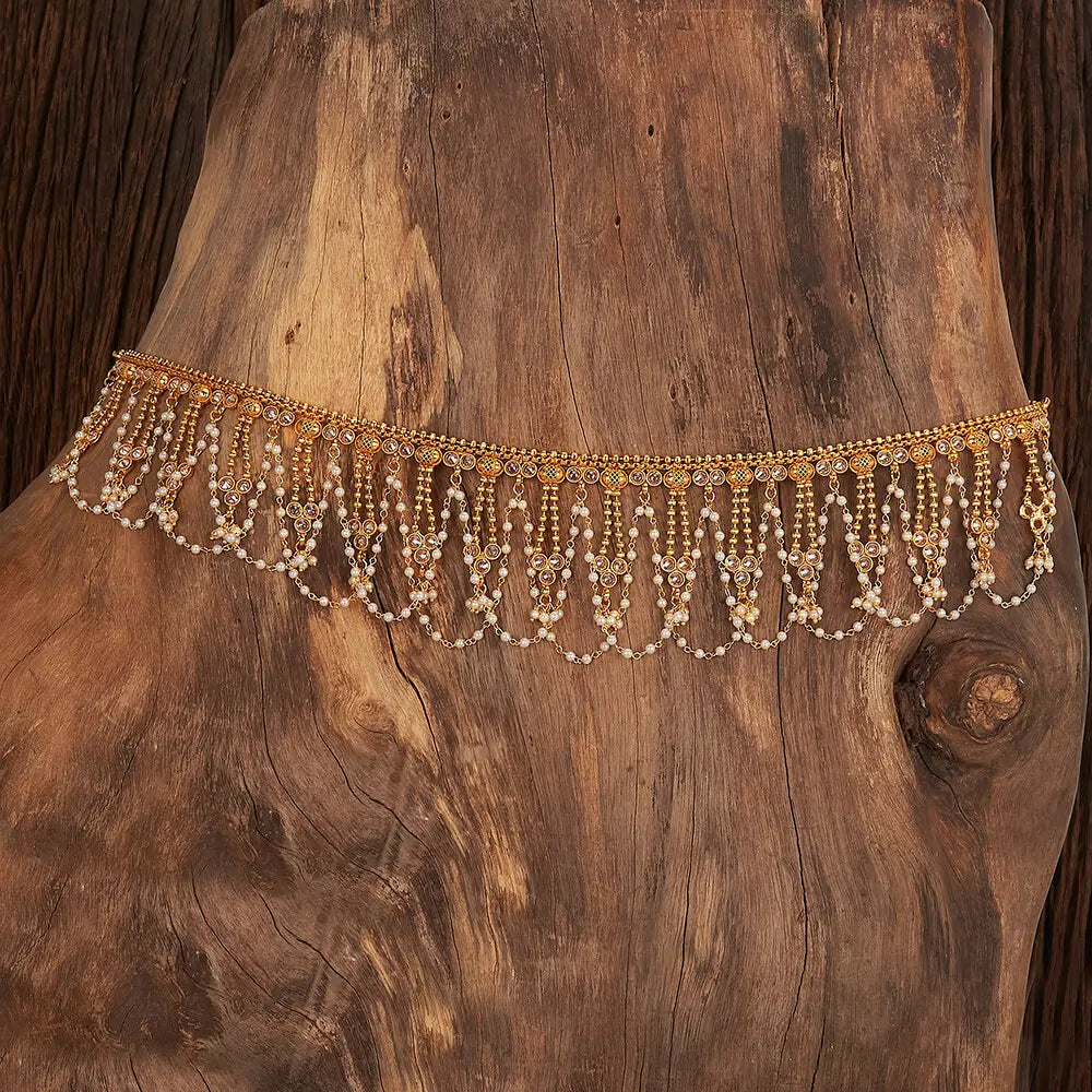 Gold Bridal Waist Belt (Kamarbandh) – Pearl Indian Waist Belt | My Rivaaz