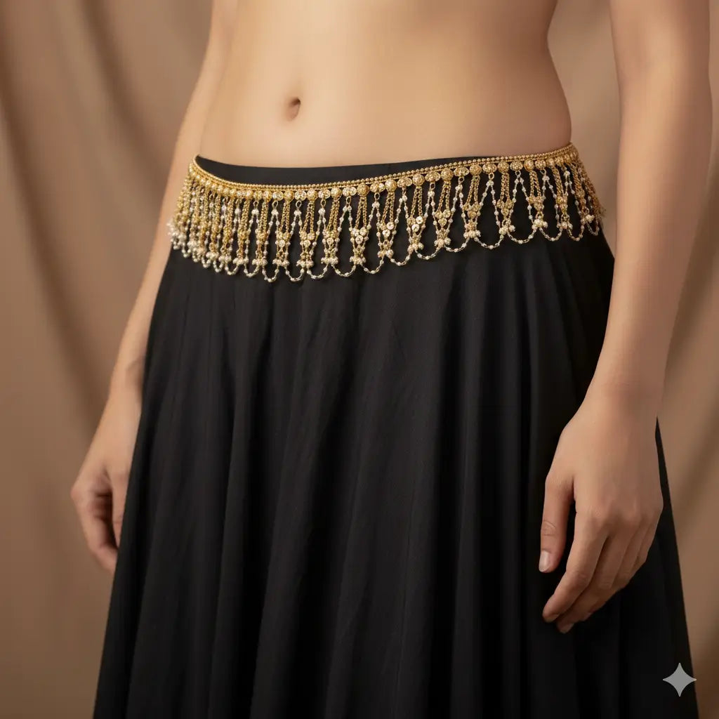 Gold Bridal Waist Belt (Kamarbandh) – Pearl Indian Waist Belt | My Rivaaz