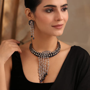 Gulnaar Blue Necklace Set with Earrings