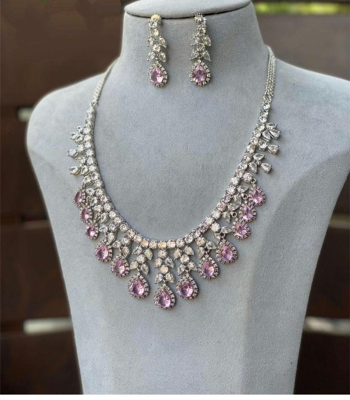 May Delicate Diamond Necklace / Statement Jewelry/ Statement Necklace/ Wedding Jewelry/ Wedding Necklace / Indian Jewelry/ CZ Necklace