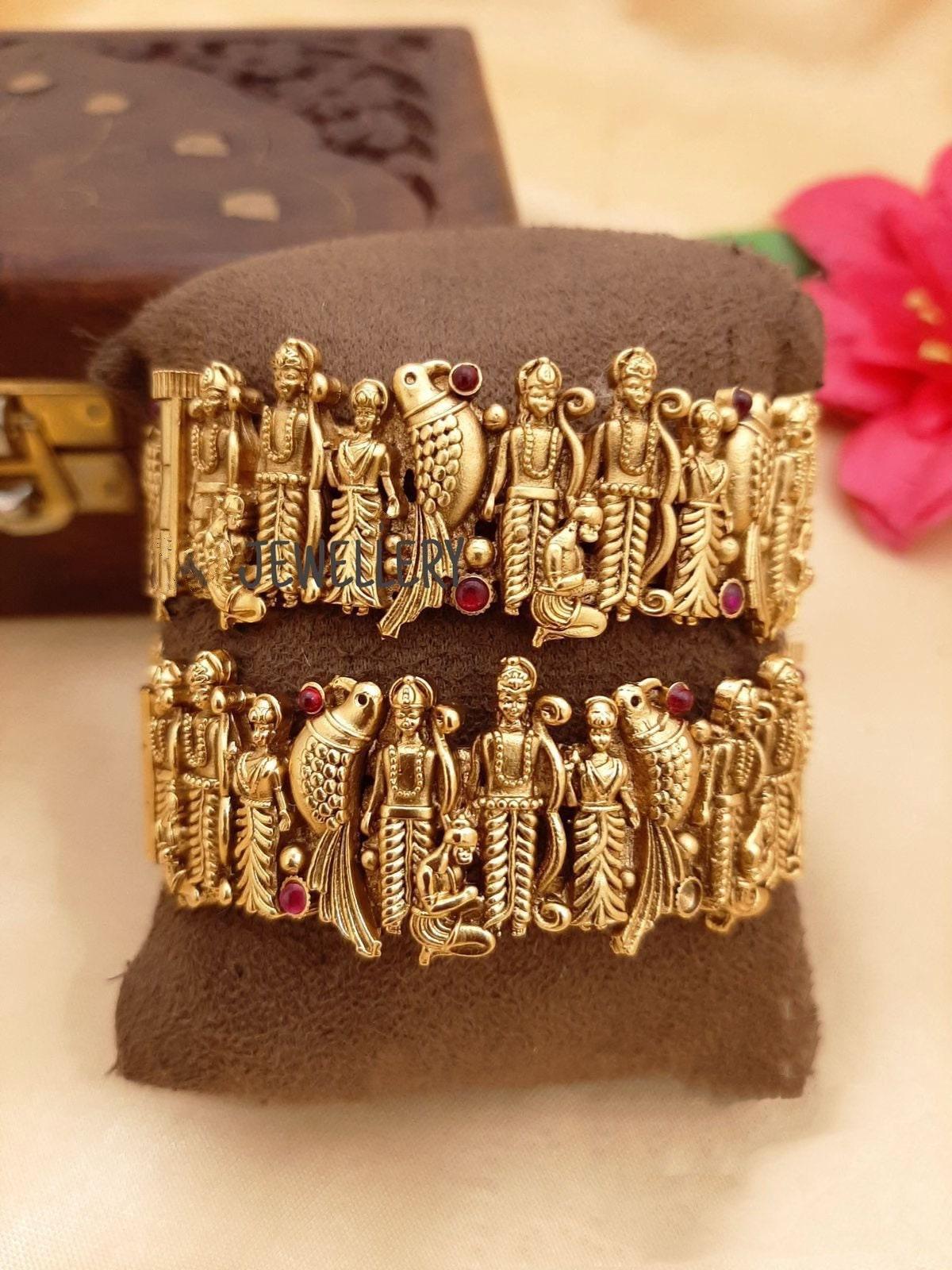 Sita Ram Openable Temple Openable Matte Gold bangle Matte Gold Bangle South Bangle One Gram gold Bangle Indian Bangle Kemp bangle