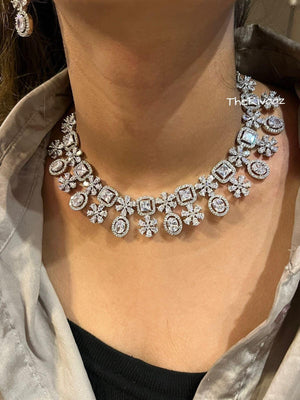 Fay CZ Diamond Necklace / Statement Jewelry/ Statement Necklace/ Elegant Jewelry/ Unique Jewelry/ Indian Jewelry/ CZ choker