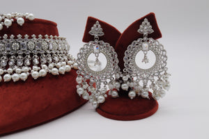 Silver Polki Choker • Pakistani Jewelry • Indian Choker • Indian Necklace • Polki Jewelry • Pakistani Necklace • Kundan Necklace • Silver