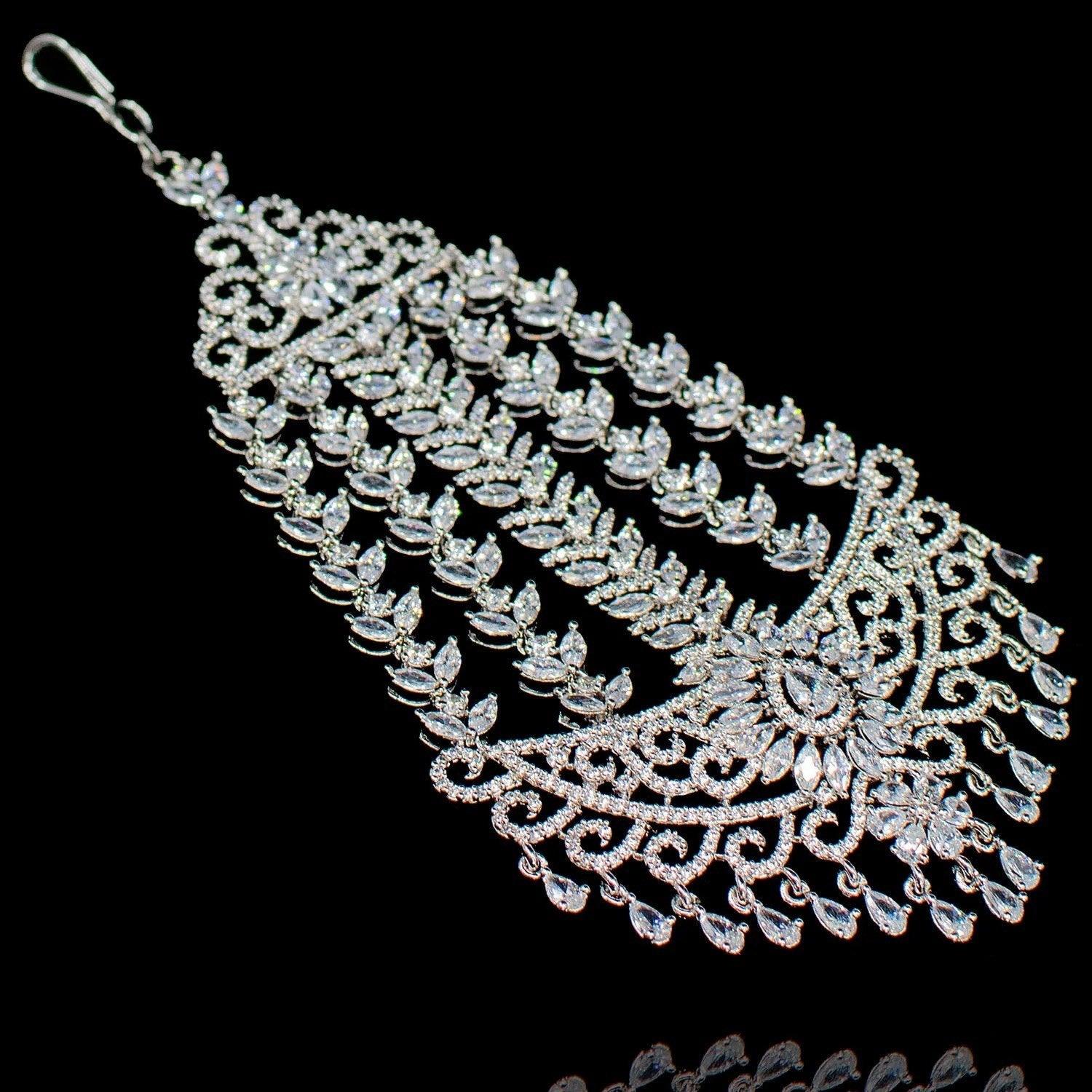 CZ Diamond Passa Jhoomer Pakistani Jewelry Indian Hair Jewelry Side Tikka