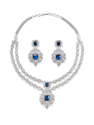 Tara Diamond CZ Necklace American Diamond Indian Necklace Set Crystal Necklace Long CZ Necklace Long Diamond Necklace Set Indian Jewelry CZ