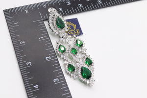 Emerald Diamond Earrings/ Indian Earring/ Indian Jewelry/ Pakistani Jewelry/ Crystal Earrings/ Jewelry/ Bollywood Jewelry