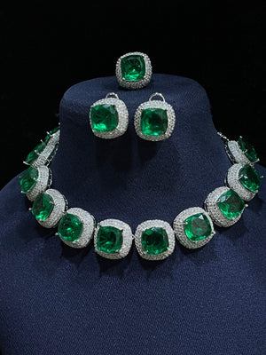 Ella CZ Diamond Necklace Indian Jewelry Crystal Necklace American Diamond Necklace Set Cubic Zirconia Necklace Statement Jewelry