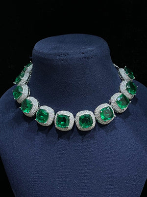 Ella CZ Diamond Necklace Indian Jewelry Crystal Necklace American Diamond Necklace Set Cubic Zirconia Necklace Statement Jewelry