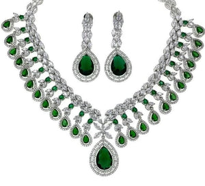 Emerald Cubic Zirconium Necklace Indian Necklace Indian Jewelry American Diamond Necklace Wedding Necklace Diamond Necklace Prom Necklace