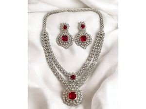 Tara Diamond CZ Necklace American Diamond Indian Necklace Set Crystal Necklace Long CZ Necklace Long Diamond Necklace Set Indian Jewelry CZ
