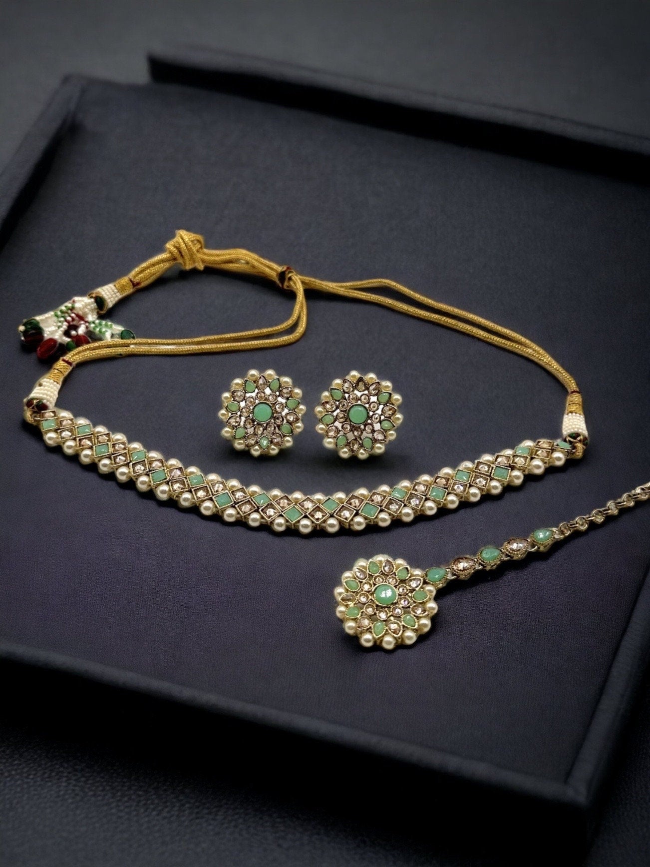 Sia Mint Polki Choker/ Antique Gold Choker/ Indian Choker Necklace/ Pakistani jewelry/ Indian jewelry/ Indian necklace/ Kundan Choker