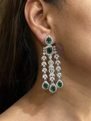 Emerald CZ Diamond Pearl Necklace Wedding Necklace Statement Necklace CZ Necklace Set Indian Bridal Jewelry American Diamond Set