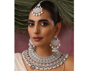 Silver Polki Necklace / Silver Choker/ Indian Choker Necklace/ Pakistani jewelry/ Indian jewelry/ Indian necklace/ Pakistani Choker