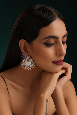 Isla Multicolored Diamond Earrings • CZ Diamond Earrings • CZ Earrings Spike• Statement Earrings • Diamond Indian Jewelry • Indian Earrings