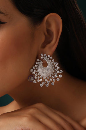 Isla Multicolored Diamond Earrings • CZ Diamond Earrings • CZ Earrings Spike• Statement Earrings • Diamond Indian Jewelry • Indian Earrings