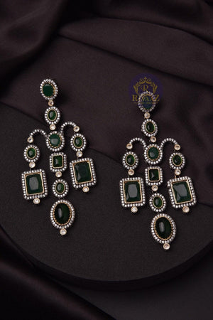Emerald Earrings/ Indian Earrings/ Indian Jewelry/Pakistani Jewelry/ Bollywood Jewelry/ Kundan earrings/ Sabhyasachi Jewelry