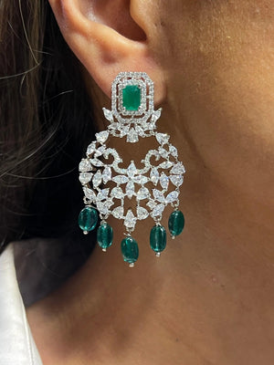 Pari Emerald Diamond Choker CZ Choker American Diamond Necklace Set Choker Necklace Indian Cubic Zirconia Necklace Pakistani Jewelry