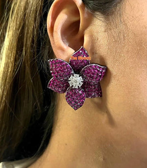 Invisible Setting Ruby CZ Diamond Choker Statement Jewelry Indian Necklace Statement American Diamond CZ Choker Necklace Bollywood