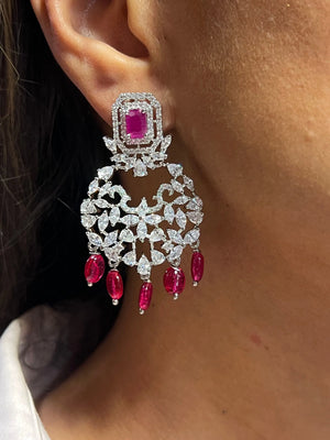 Pari Ruby Diamond Choker CZ Choker American Diamond Necklace Set Choker Necklace Indian Cubic Zirconia Necklace Pakistani Jewelry