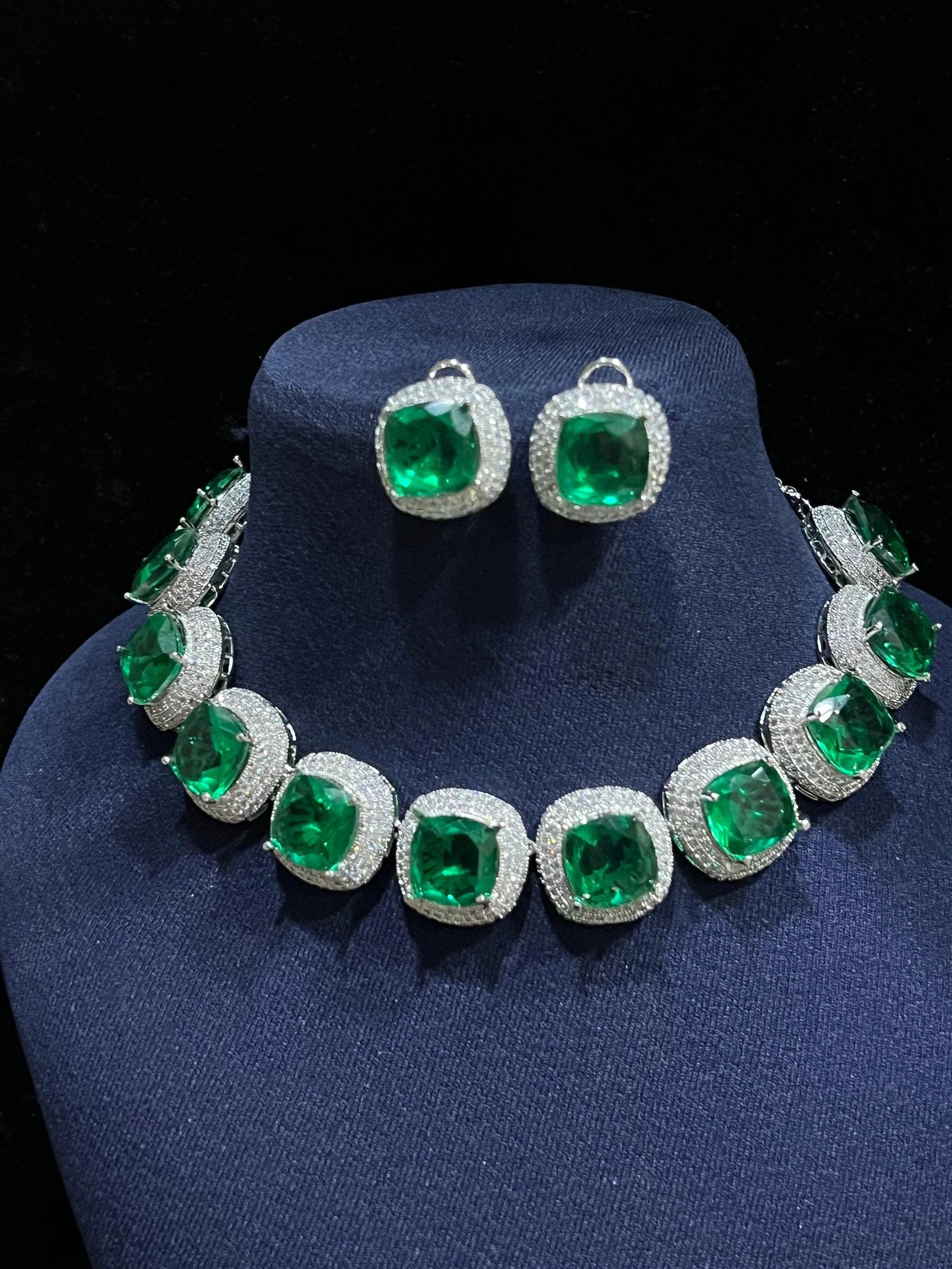 Ella CZ Diamond Necklace Indian Jewelry Crystal Necklace American Diamond Necklace Set Cubic Zirconia Necklace Statement Jewelry