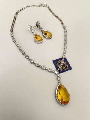 Deepika Inspired CZ Necklace Statement Necklace American Diamond Diamond Necklace Crystal Necklace Indian CZ Set