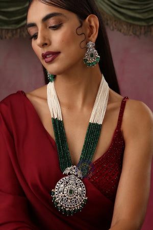 Rang Emerald Victorian Long Necklace Indian Long Necklace Victorian Jewelry Indian