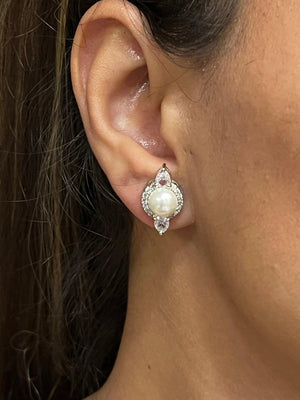 Chloe Diamond Pearl Necklace CZ Diamond Necklace Wedding Jewelry Indian Jewelry Prom Necklace