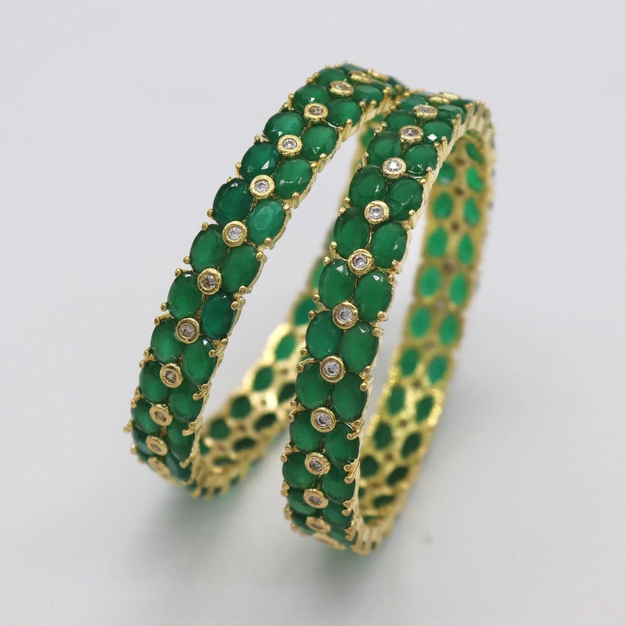 Emerald Gold Bangles | Indian Jewelry | Pakistani Jewelry | Punjabi Jewelry | Indian Bangles | Pakistani Bangles