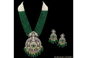 Rang Emerald Victorian Long Necklace Indian Long Necklace Victorian Jewelry Indian