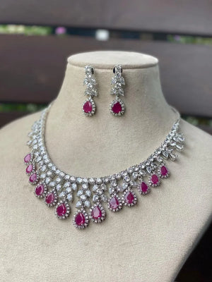 May Ruby Diamond Necklace / Statement Jewelry/ Statement Necklace/ Elegant Jewelry/ Unique Jewelry/ Indian Jewelry/ CZ choker Necklace