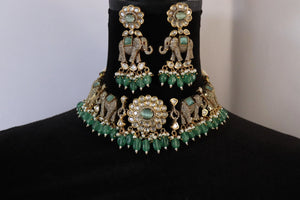 Mint Kundan Choker Necklace • Indian Choker • Indian Jewelry • American Diamond Necklace • Kundan Necklace • CZ Necklace • Choker