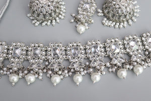 Myra Octo Silver Polki Choker Necklace India Silver Necklace Pakistani Jewelry Punjabi Jewelry Silver Kundan Choker Indian Jewelry Set