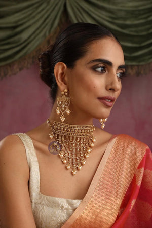 Gold Choker Necklace Real Gold Plated Gold Statement Necklace Indian Choker Indian Necklace Pakistani jewelry Dubai Gold Necklace