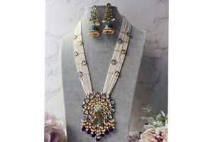 Blue Peacock Indian Long Necklace Indian Jewelry | Pakistani Jewelry | Indian Long Necklace